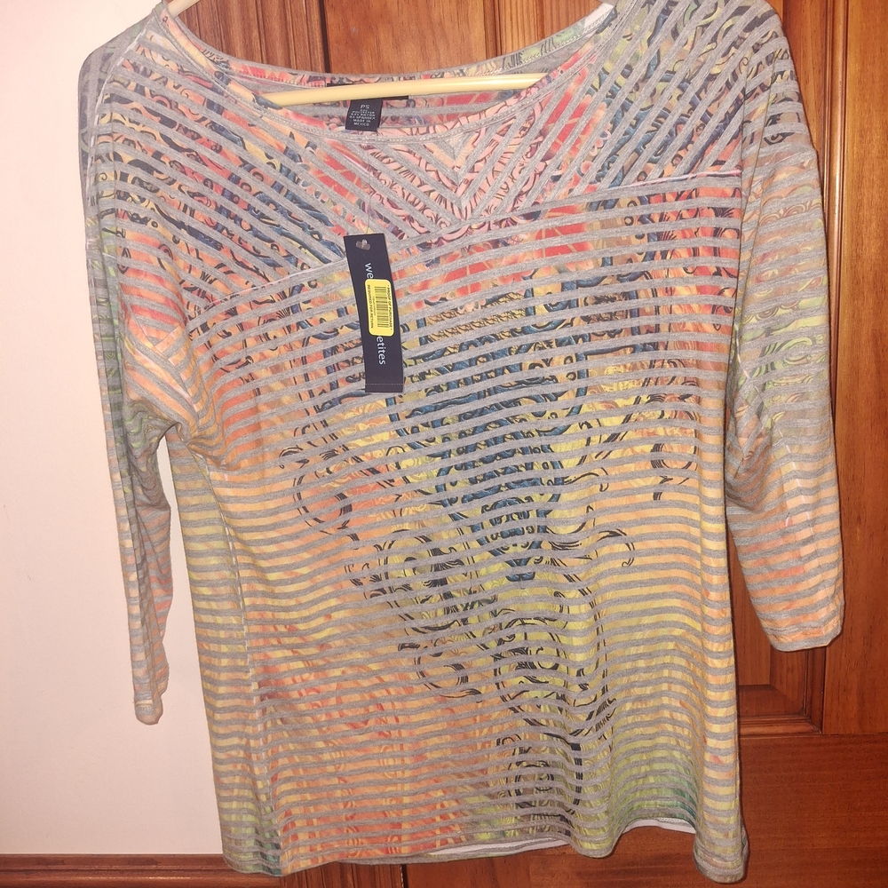 Westbound Red and Orange Graphic Blouse